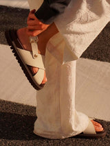 MELEN EMBOSSED LEATHER CHALK