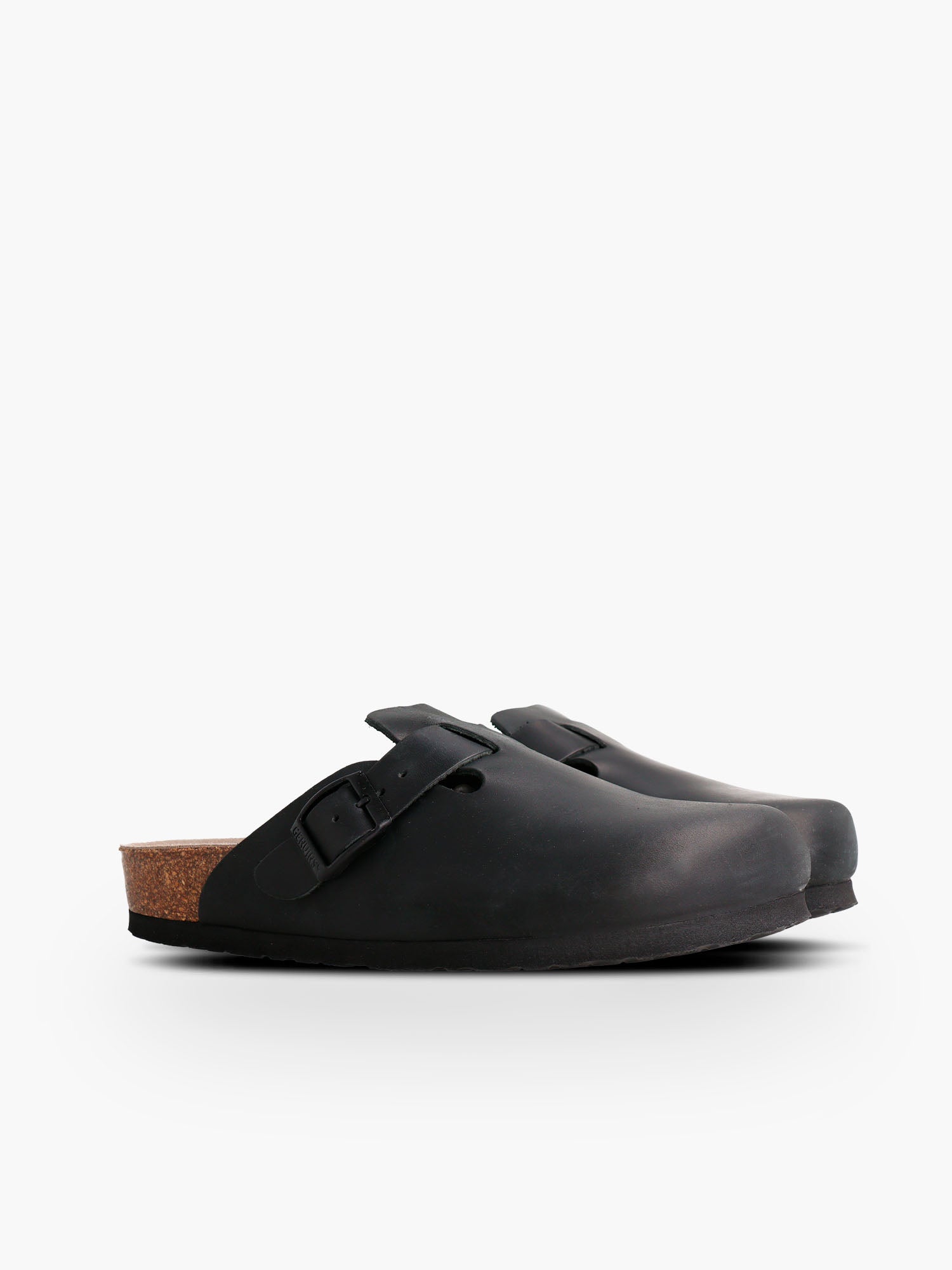 Zueco Genuins Riva de piel engrasada en negro 